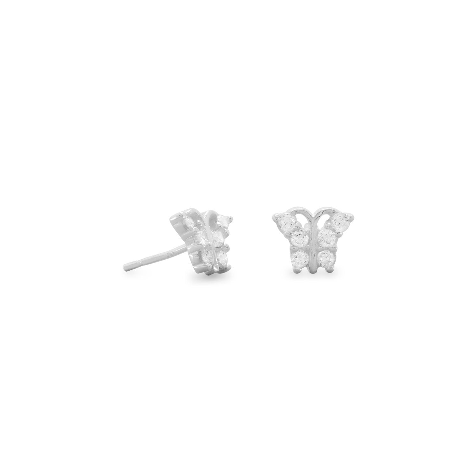 CZ Butterfly Stud Earrings - Joyeria Lady