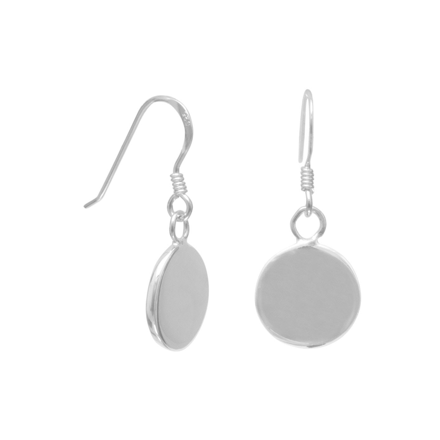 Round Engravable French Wire Earrings - Joyeria Lady