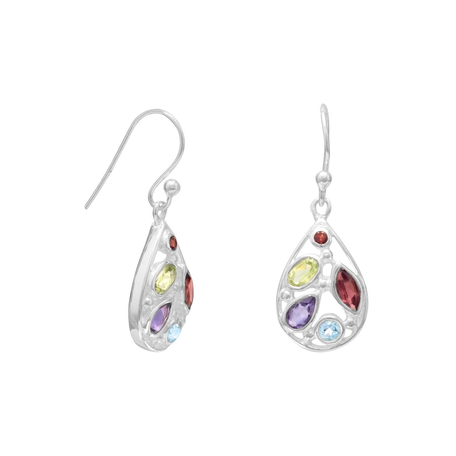 Multishape Stone French Wire Earrings - Joyeria Lady