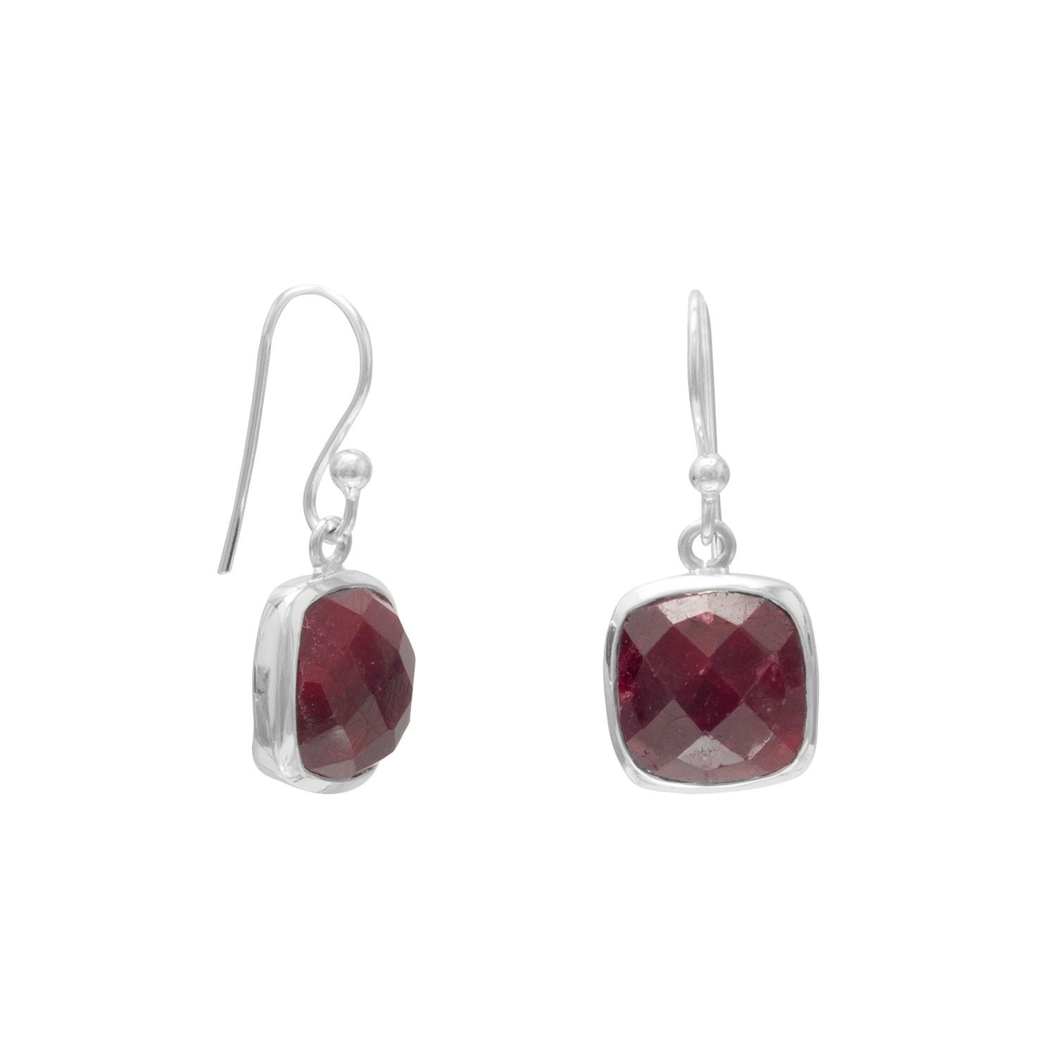 Square Faceted Corundum Earrings - Joyeria Lady
