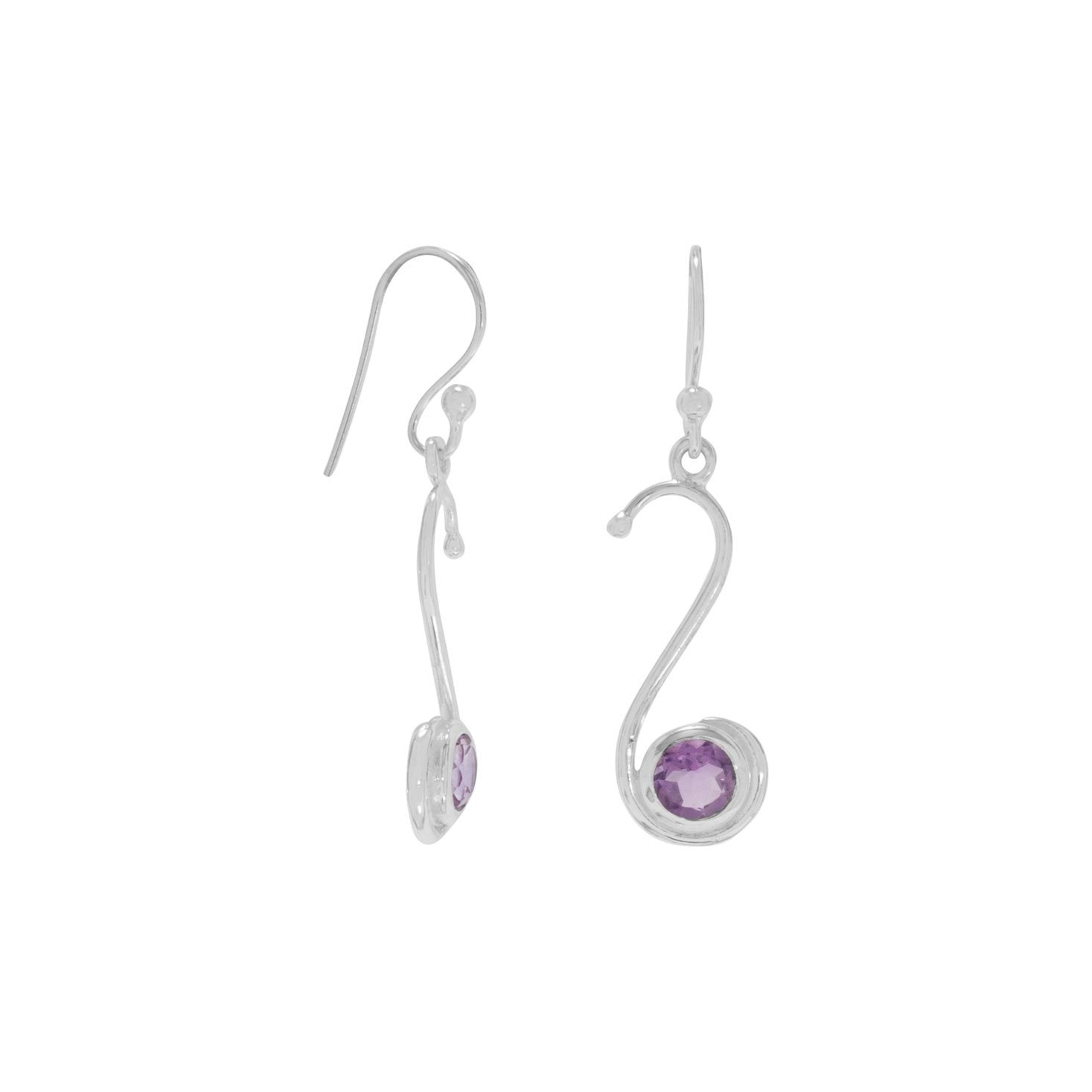 S Design Amethyst Earrings - Joyeria Lady