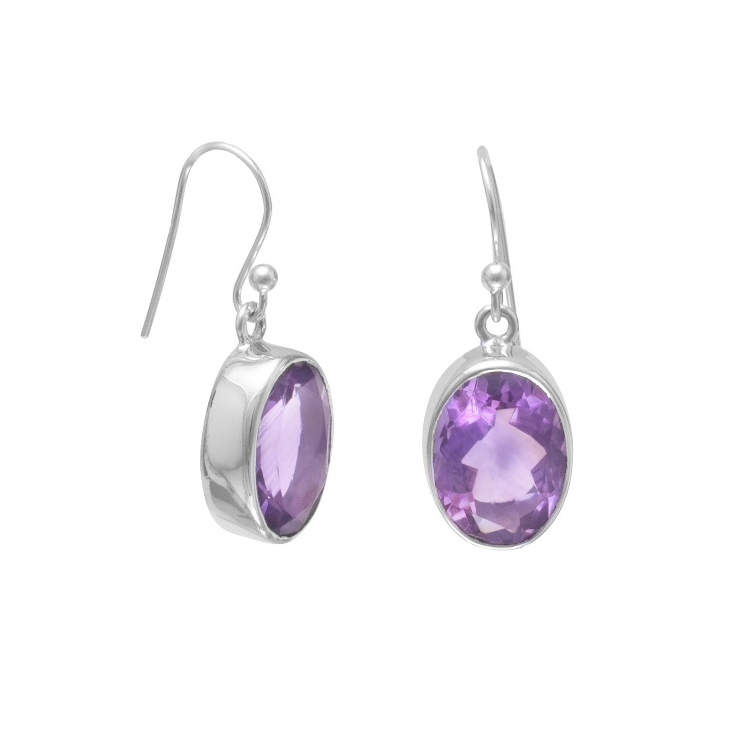Faceted Amethyst French Wire Earrings - Joyeria Lady