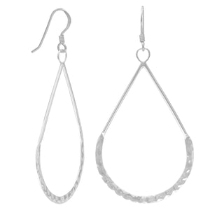 Hammered Pear Shape French Wire Earrings - Joyeria Lady