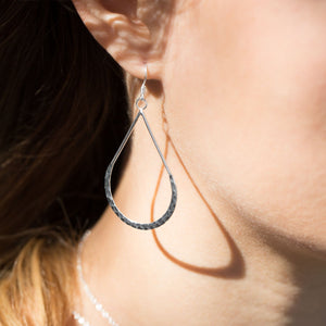Hammered Pear Shape French Wire Earrings