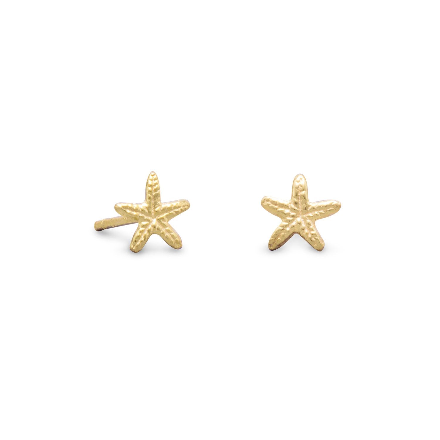 Gold Plated Starfish Stud Earrings - Joyeria Lady