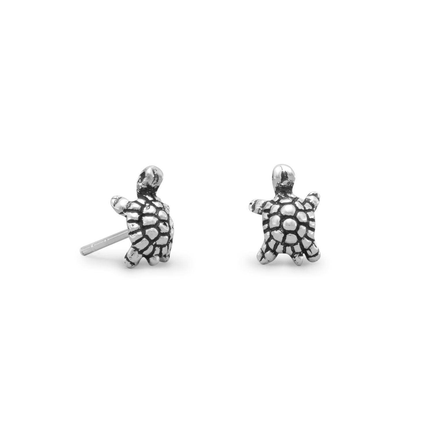 Oxidized Turtle Stud Earrings - Joyeria Lady