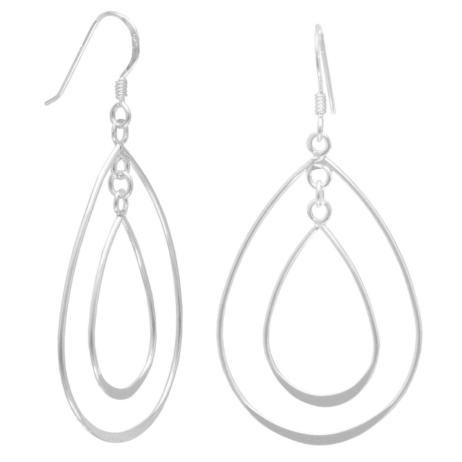 Double Pear Shape French Wire Earrings - Joyeria Lady