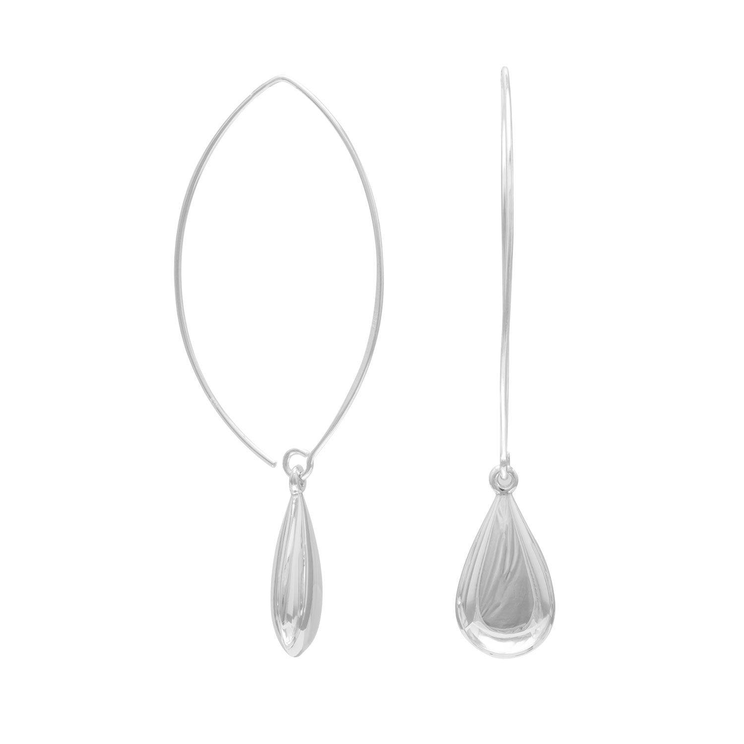 Marquise Wire Earrings with Pear Shape Drop - Joyeria Lady