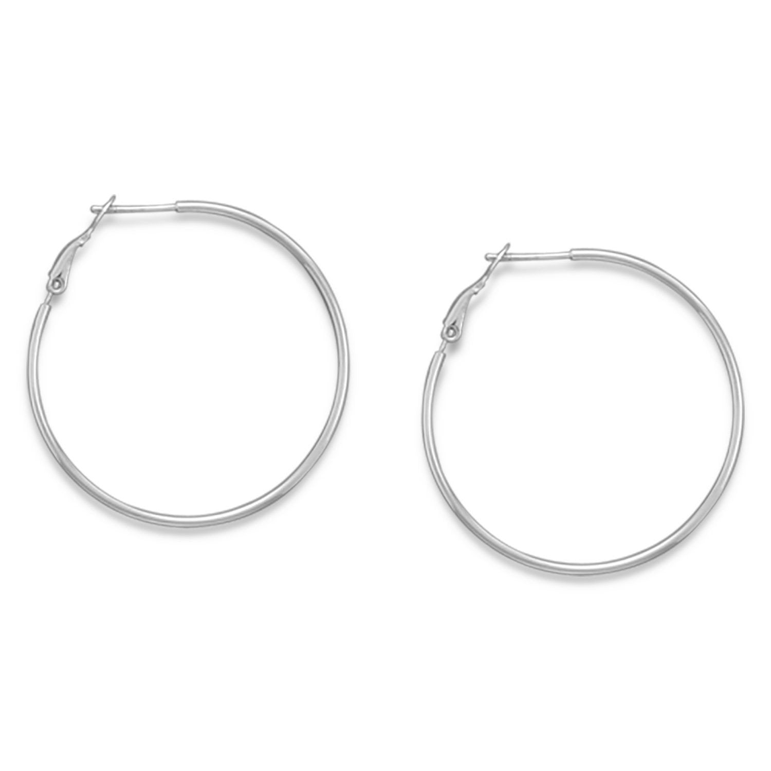 1mmx40mm Clip Post Hoop Earrings - Joyeria Lady