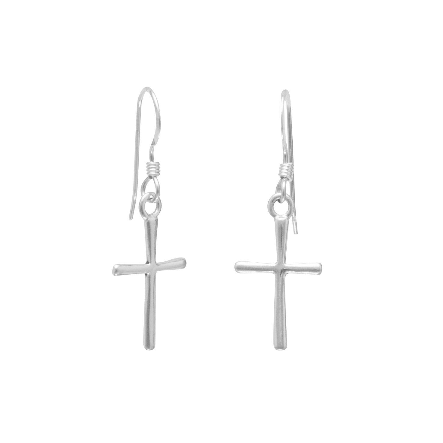 Thin Cross French Wire Earrings - Joyeria Lady