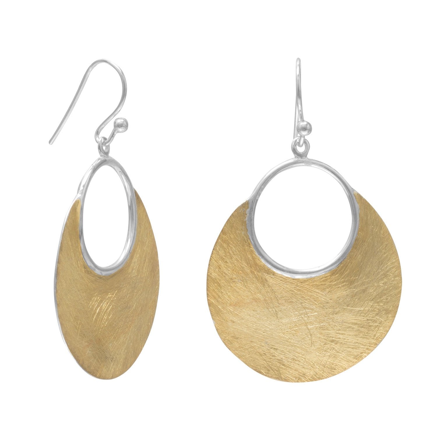 14 Karat Gold Plated Brushed Earrings - Joyeria Lady