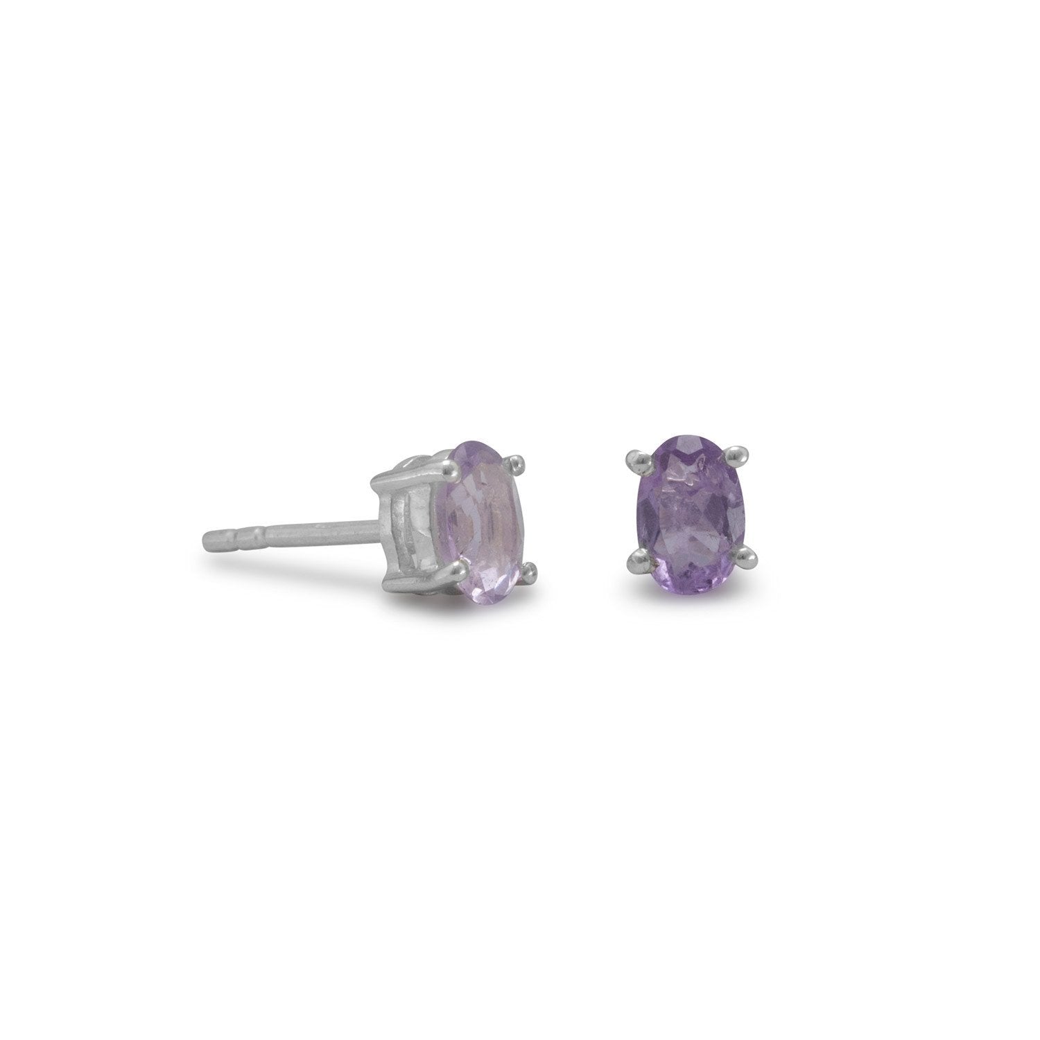Faceted Oval Amethyst Earrings - Joyeria Lady