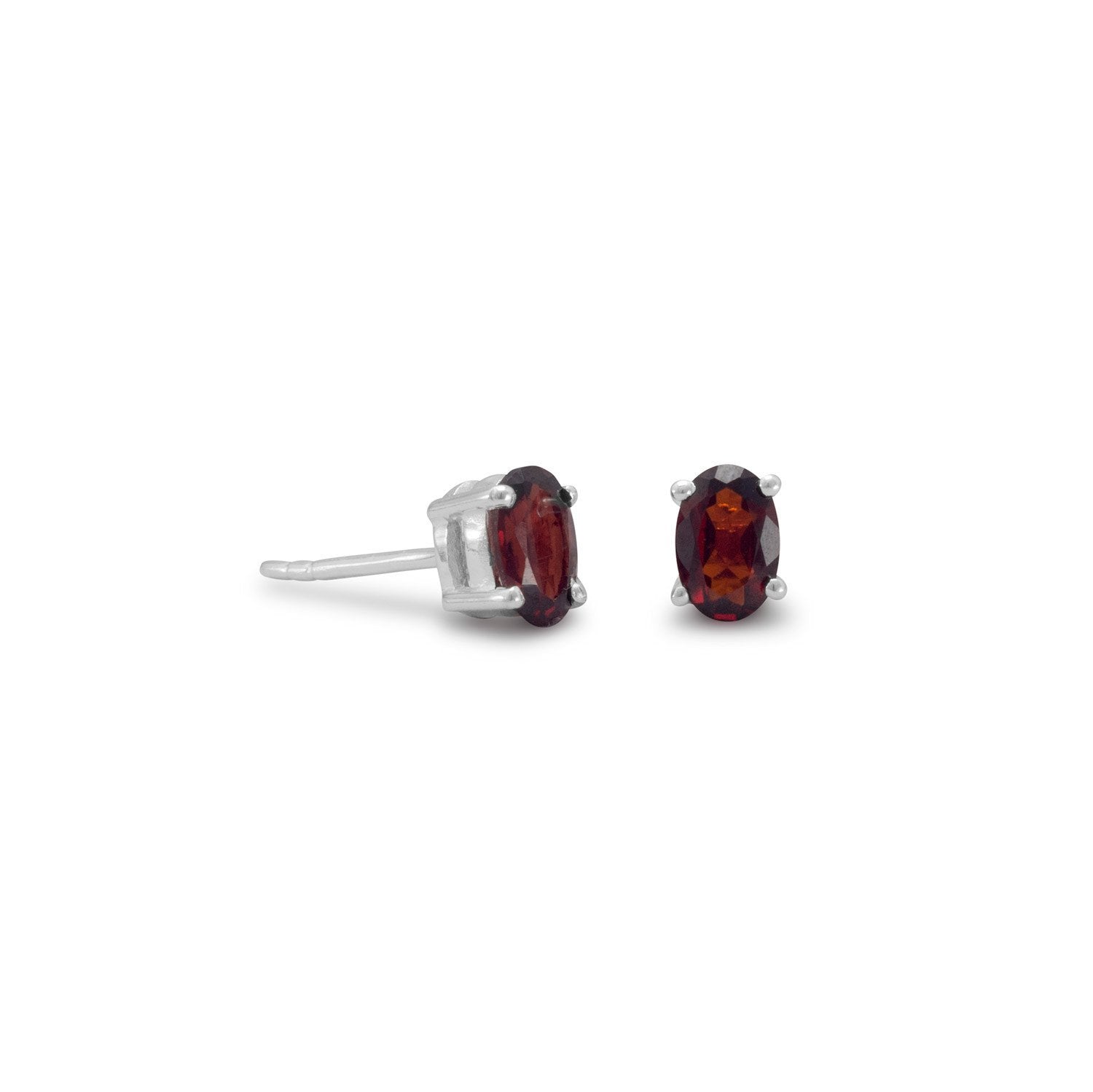 Oval Garnet Earrings - Joyeria Lady
