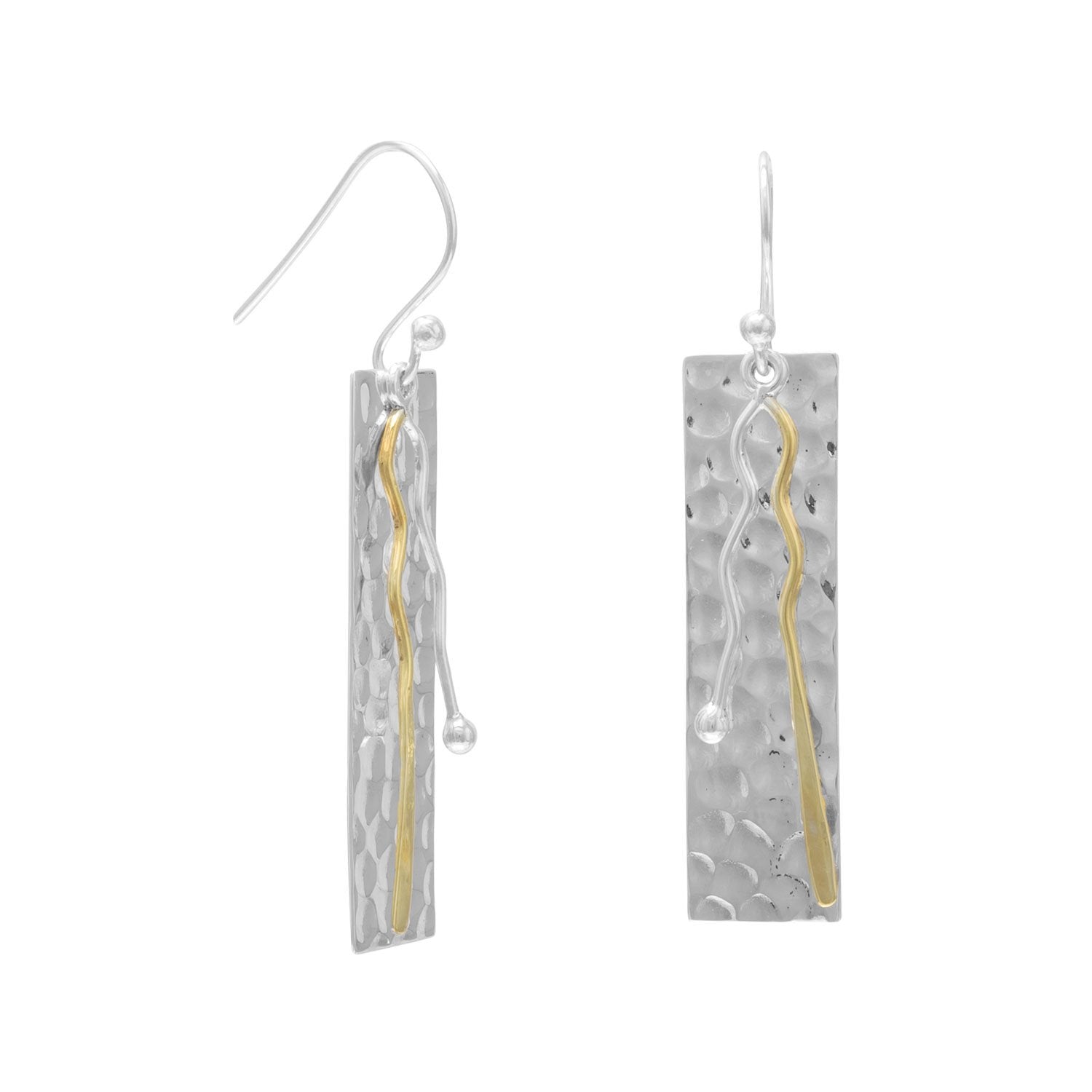 Two Toned Bar Drop Earrings - Joyeria Lady