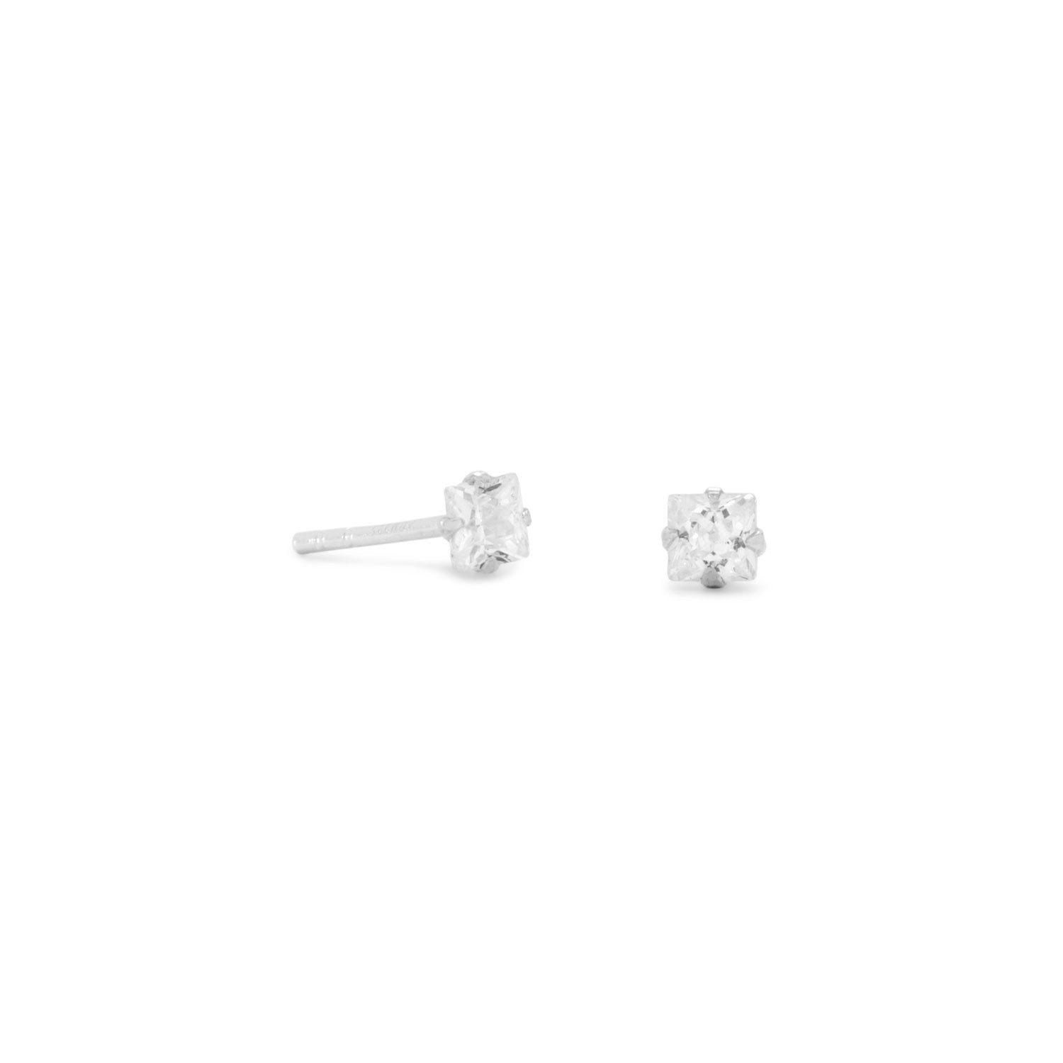 3mm CZ Square Earrings - Joyeria Lady