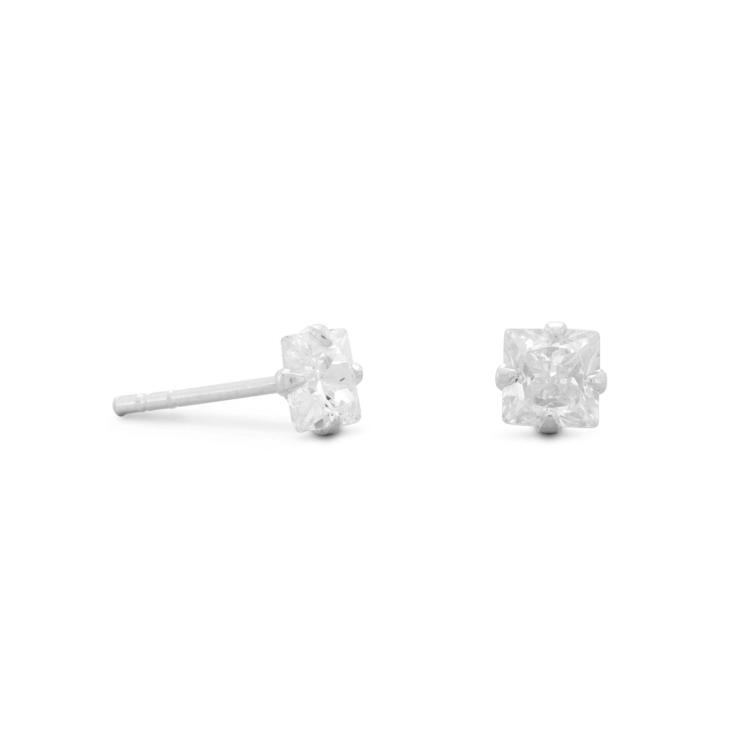 4mm CZ Square Earrings - Joyeria Lady