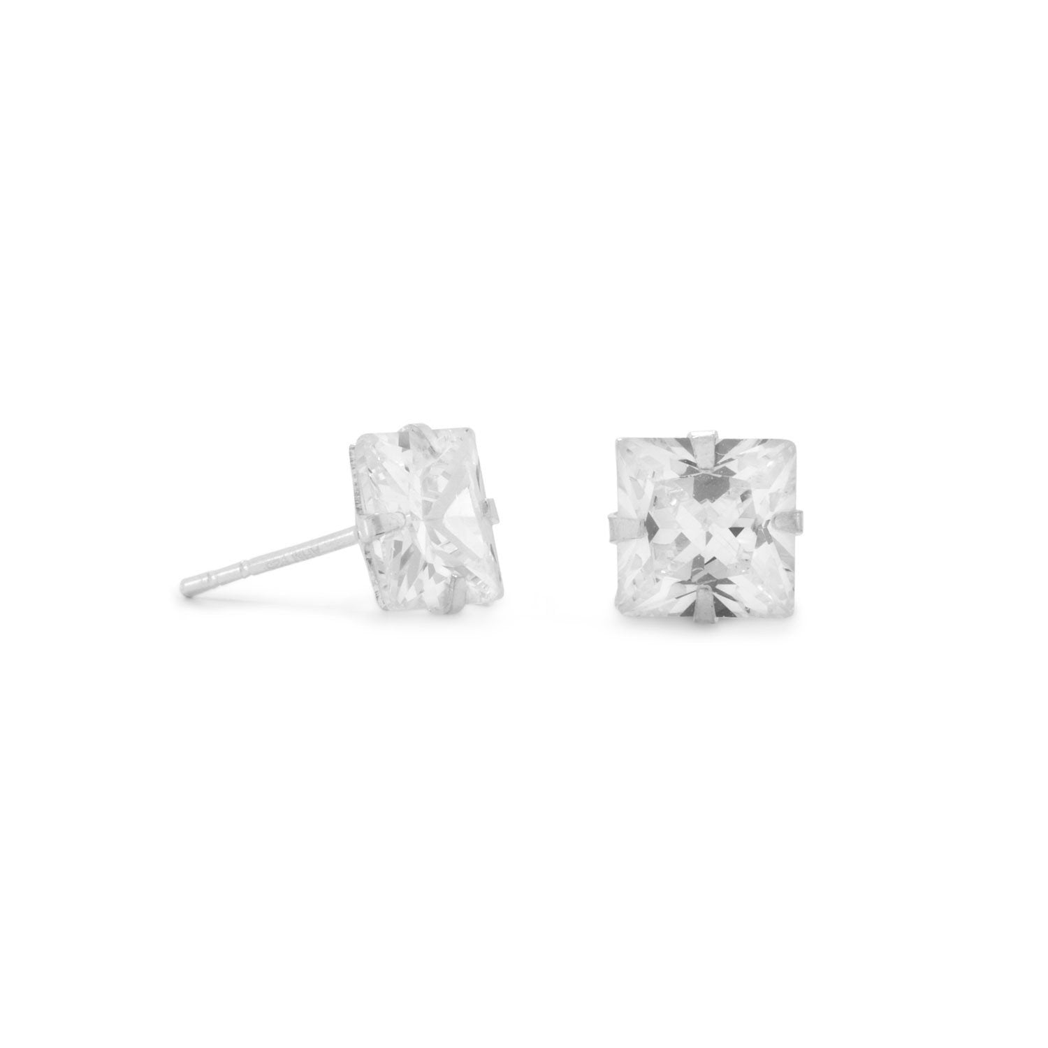 7mm CZ Square Earrings - Joyeria Lady