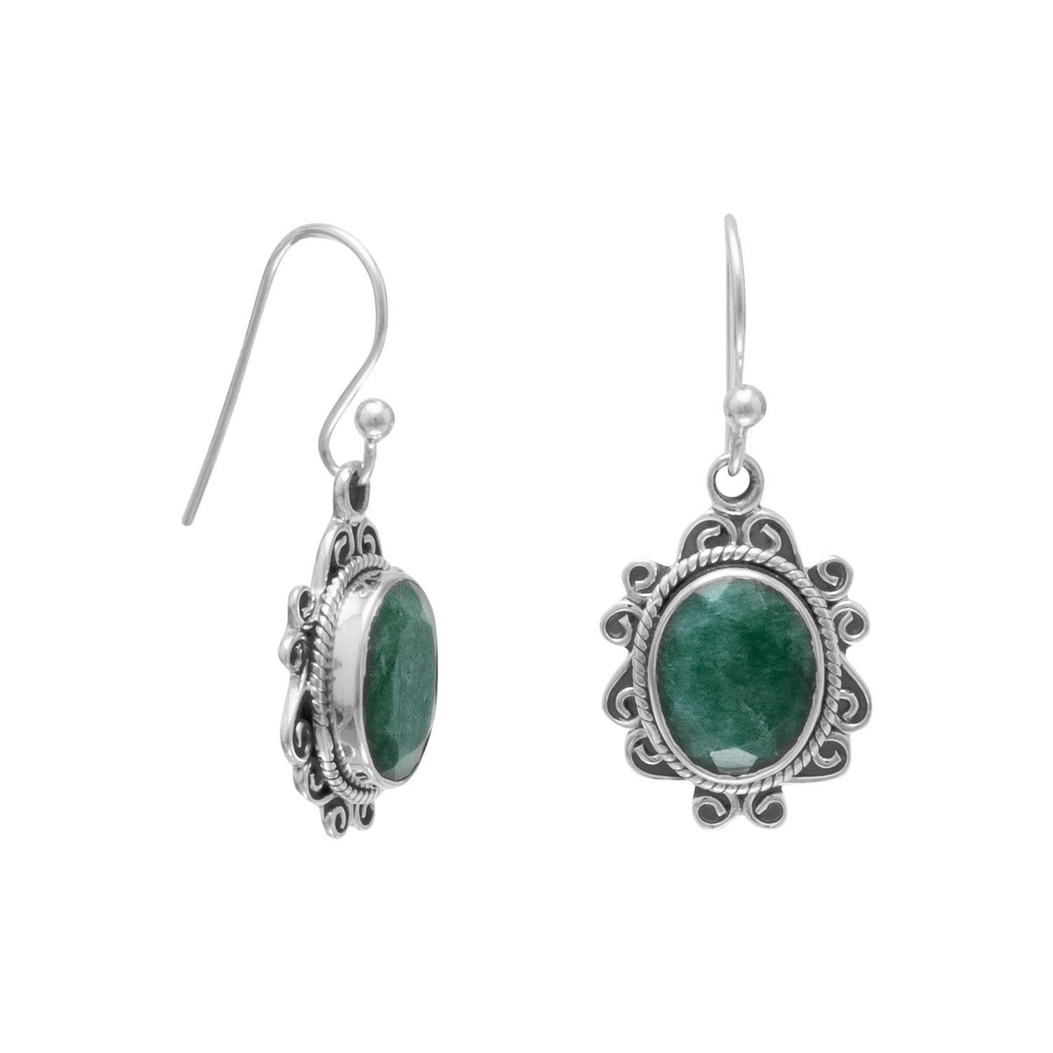 Oxidized Beryl French Wire Earrings - Joyeria Lady