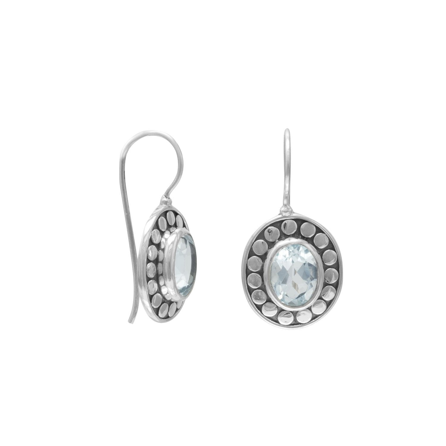 Oxidized Blue Topaz Earrings - Joyeria Lady