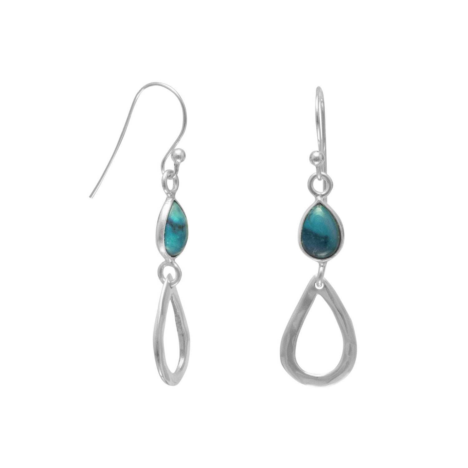 Stabilized Turquoise Drop French Wire Earrings - Joyeria Lady