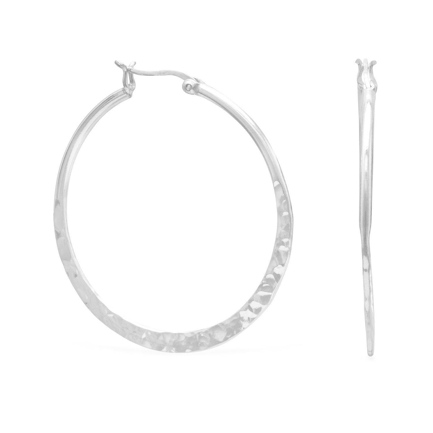 Large Hammered Hoop Earrings - Joyeria Lady