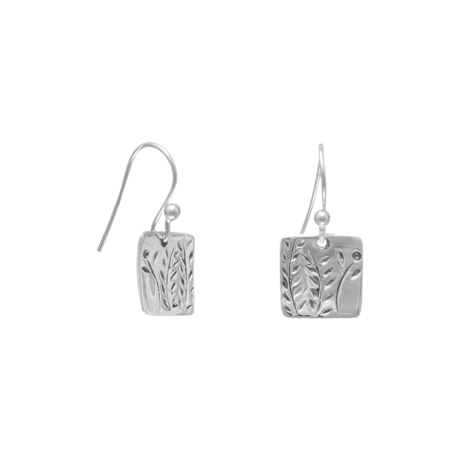 French Wire Earrings with Fern Design - Joyeria Lady