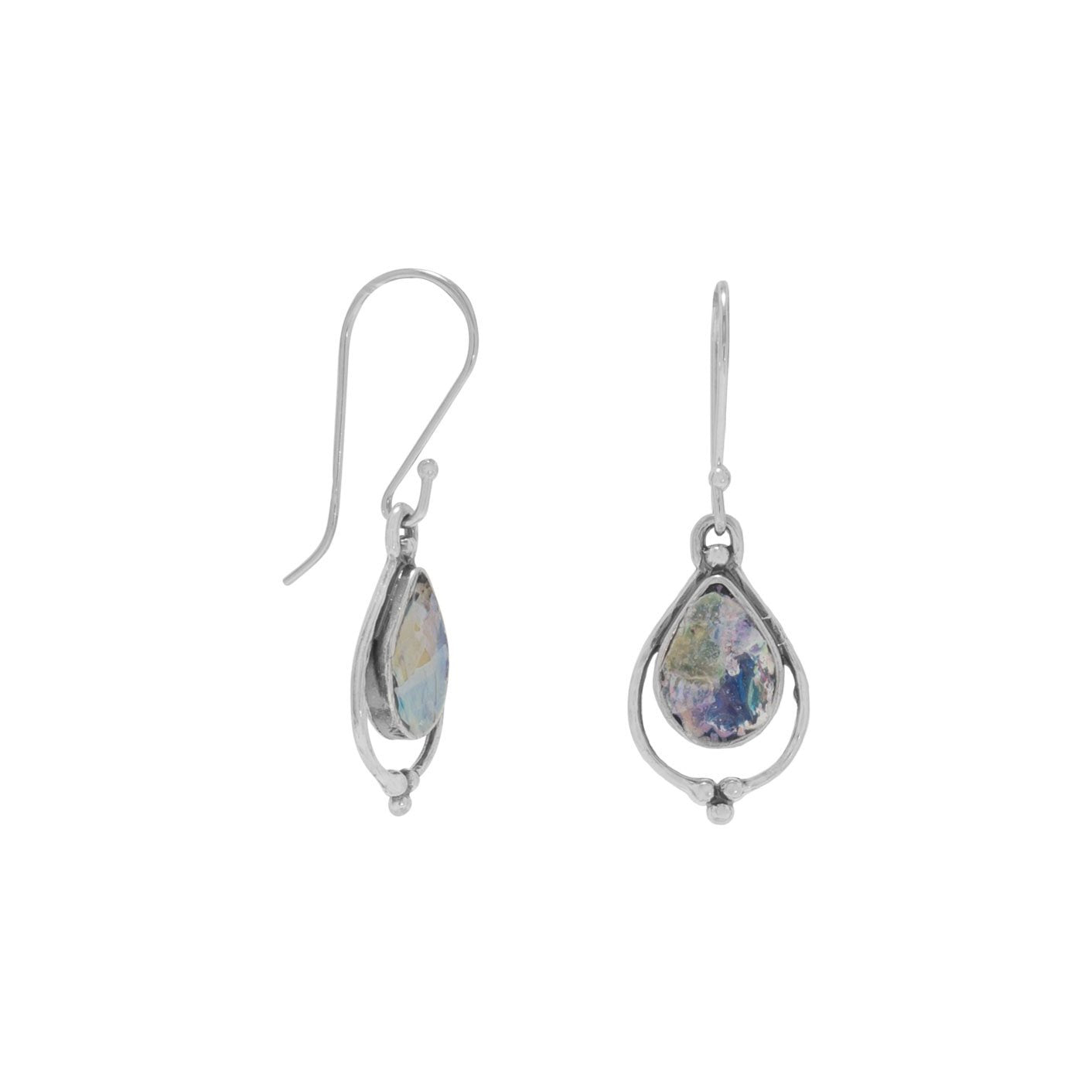 Pear Shape Roman Glass Earrings - Joyeria Lady