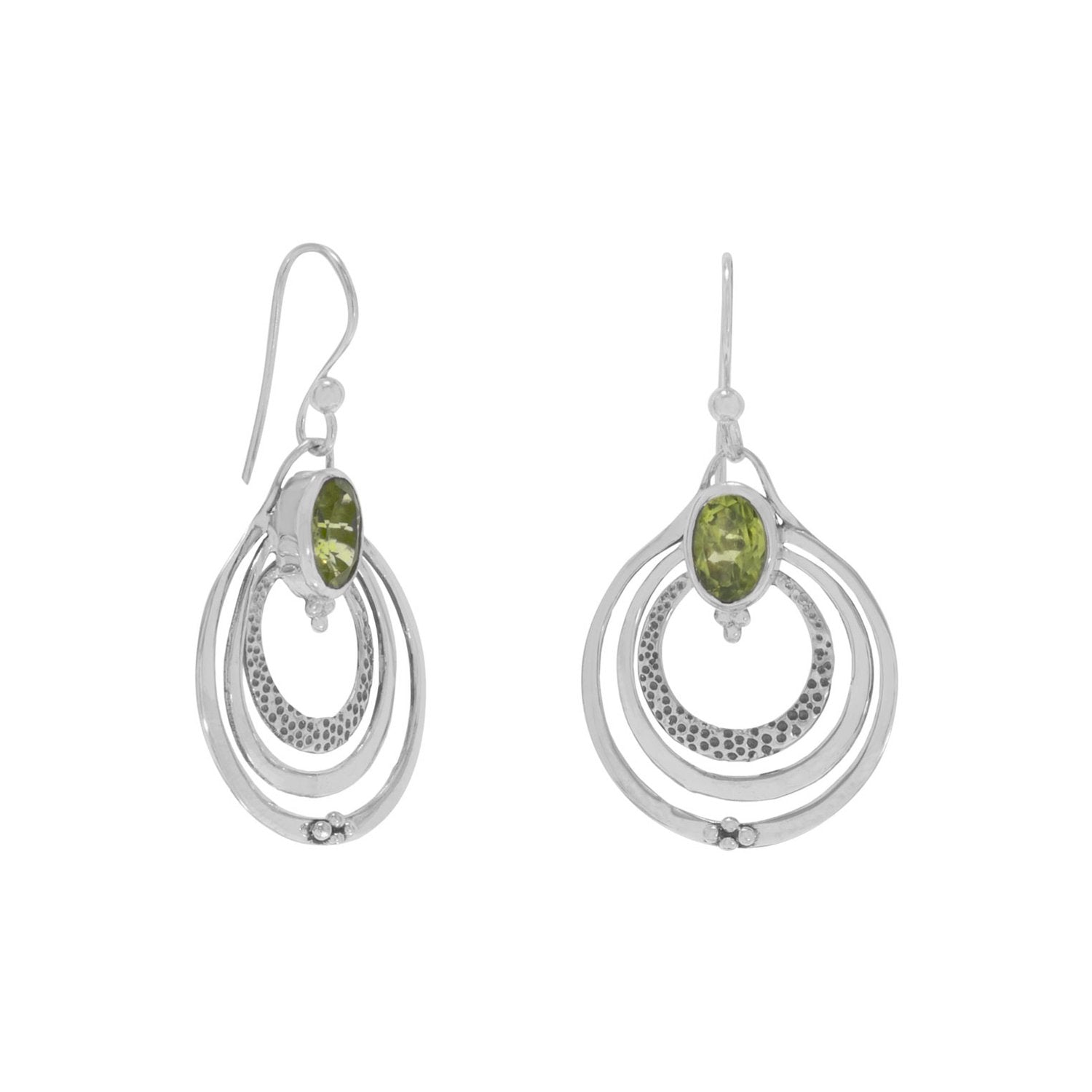 Oxidized Triple Circle with Peridot Earrings - Joyeria Lady