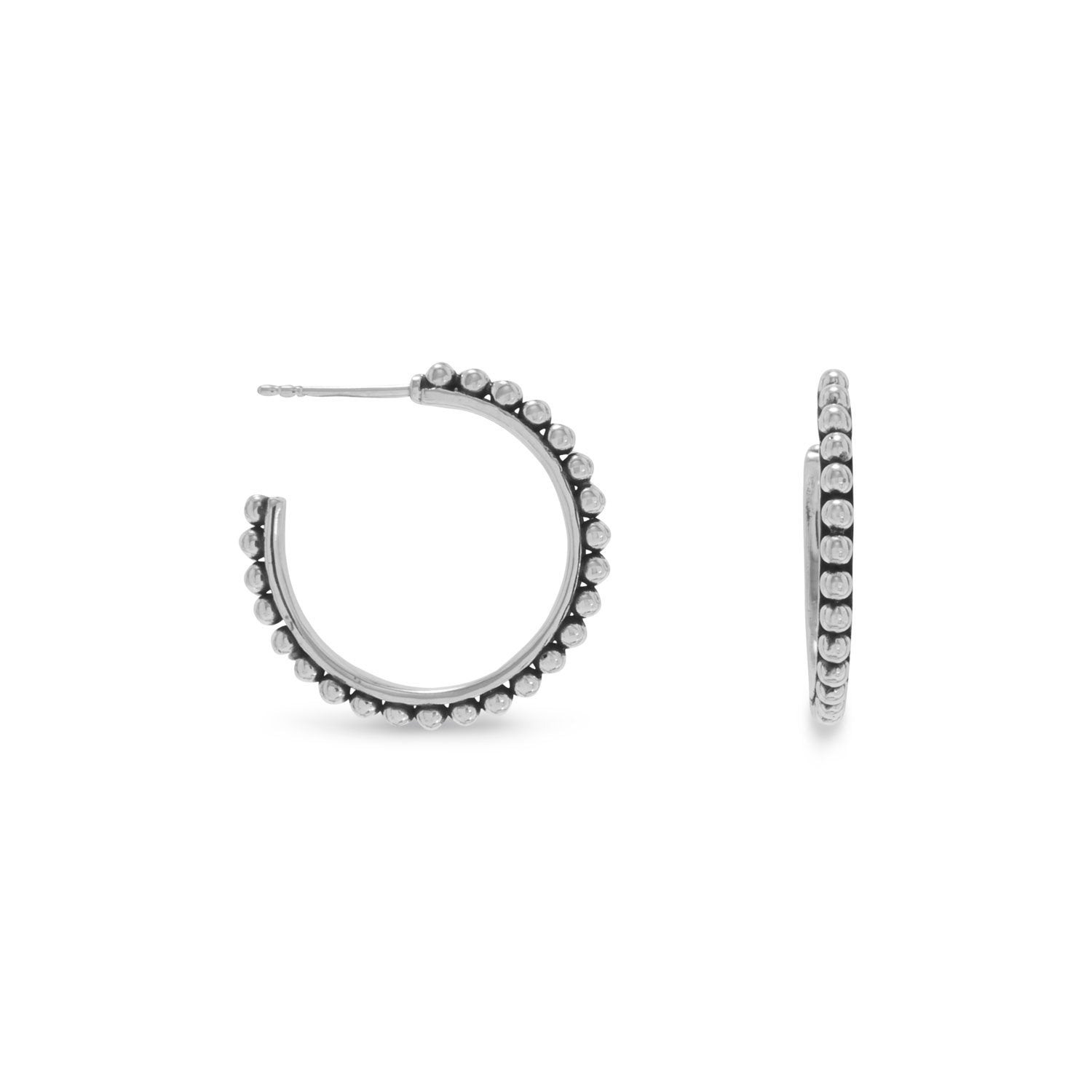 Oxidized Bead 3/4 Hoops - Joyeria Lady
