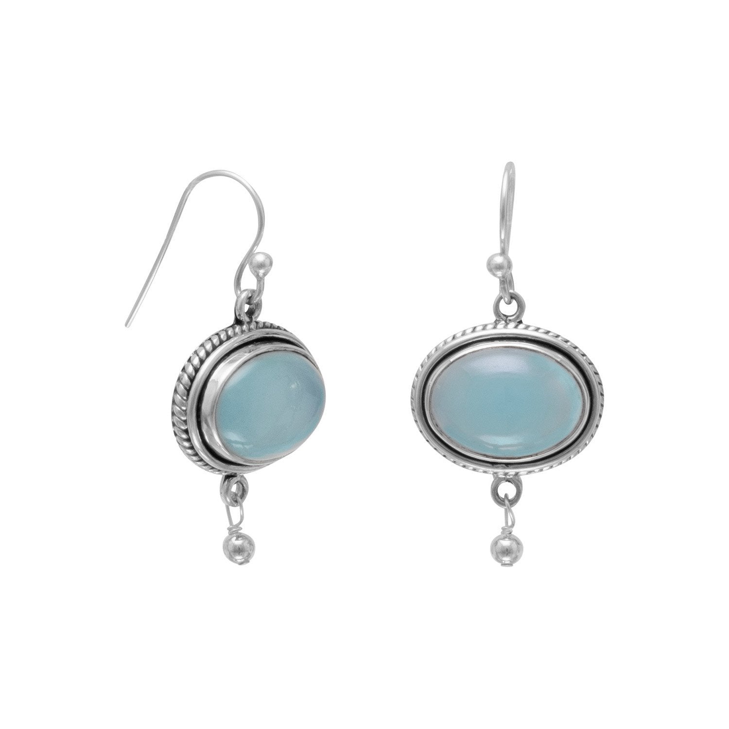 Oxidized Chalcedony Drop Earrings - Joyeria Lady