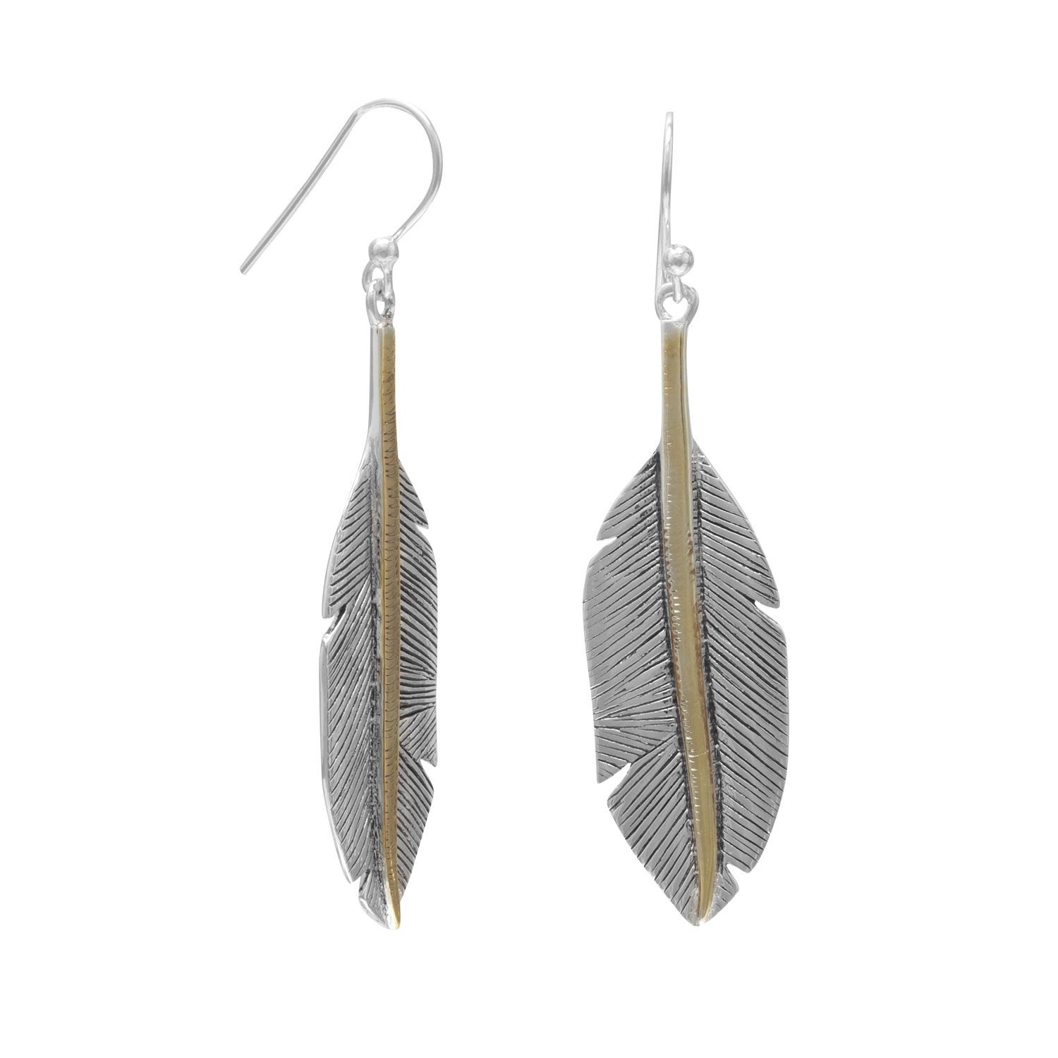 Two Tone Feather Earrings - Joyeria Lady