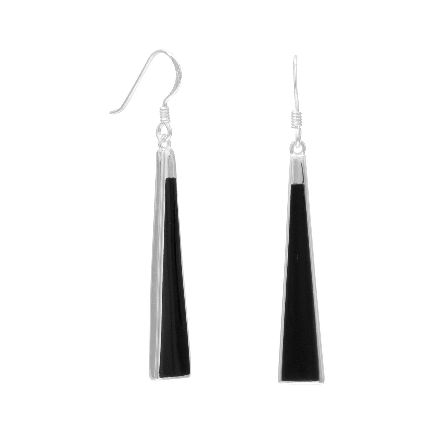 Black Onyx Triangle Earrings - Joyeria Lady