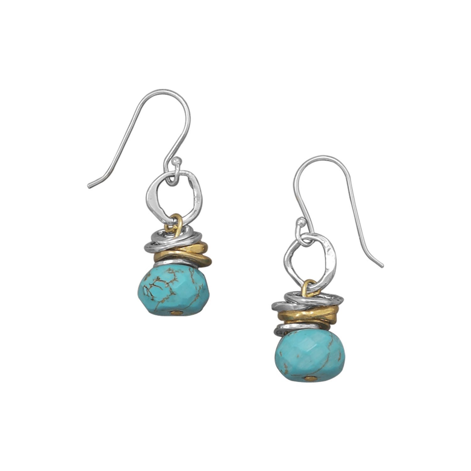 Two Tone Turquoise Drop Earrings - Joyeria Lady