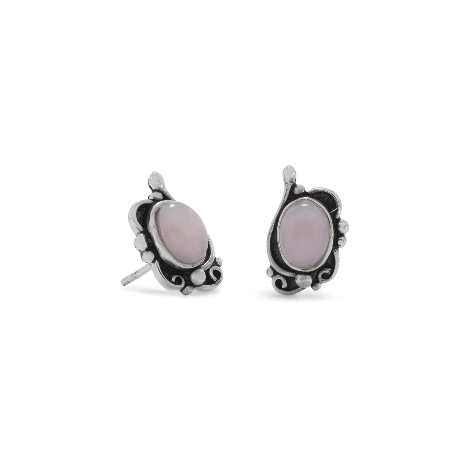 Oxidized Pink Opal Earrings - Joyeria Lady