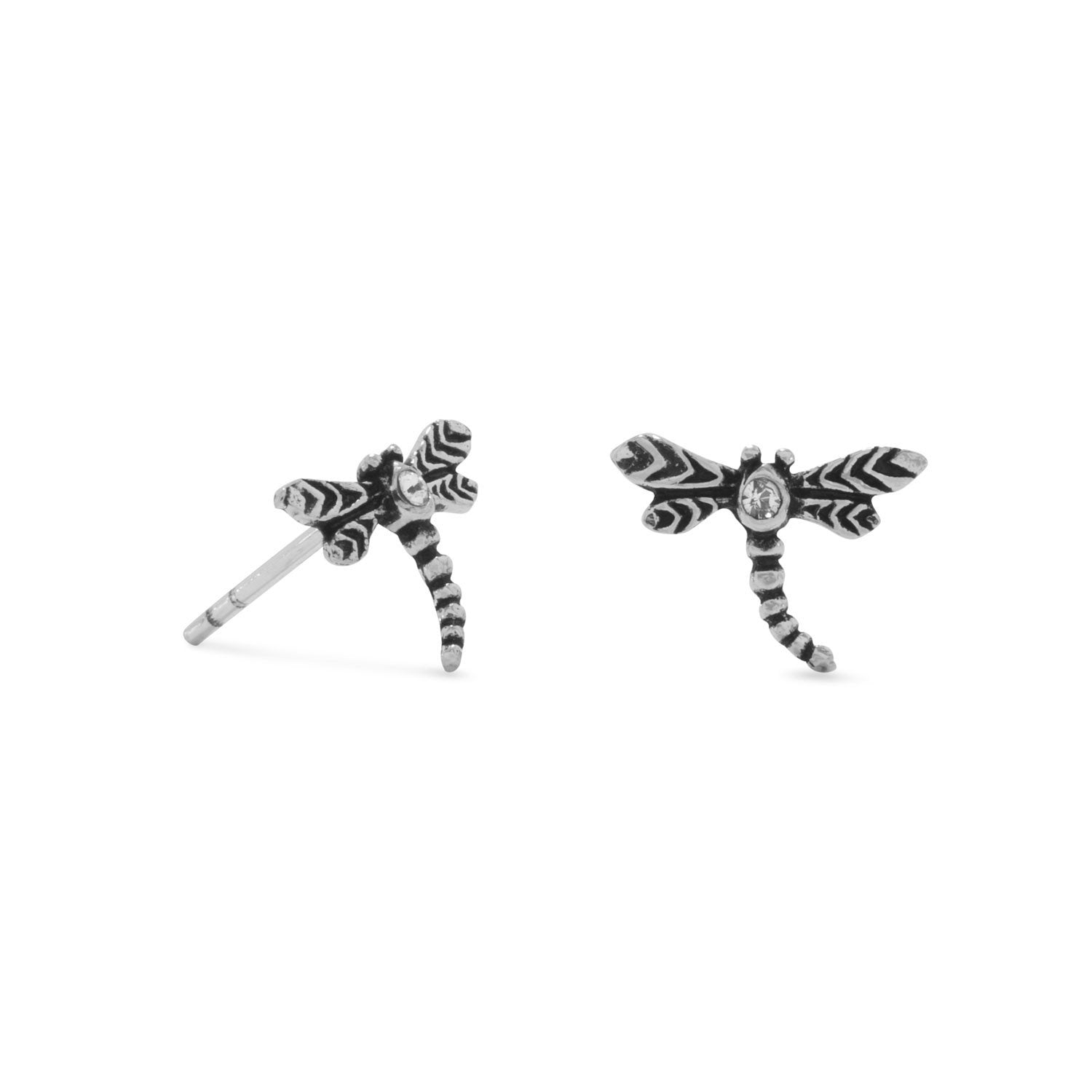 Oxidized Crystal Dragonfly Earrings - Joyeria Lady