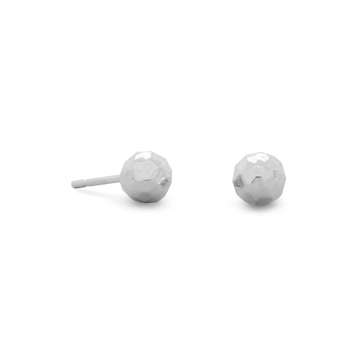 5mm Hammered Ball Earrings - Joyeria Lady