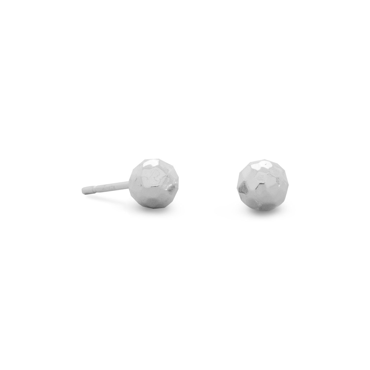 4mm Hammered Ball Earrings - Joyeria Lady