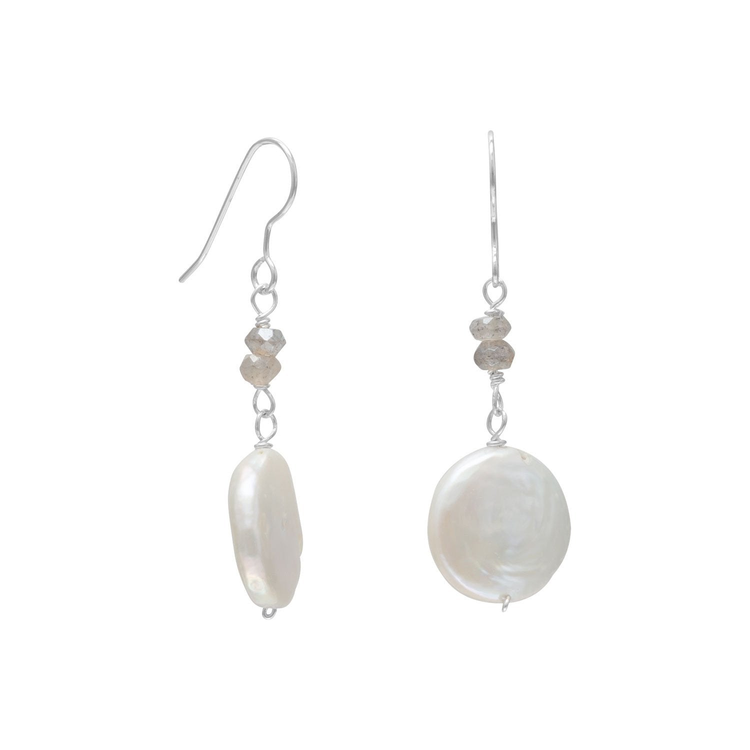 Baroque Pearl and Labradorite Drop Earrings - Joyeria Lady