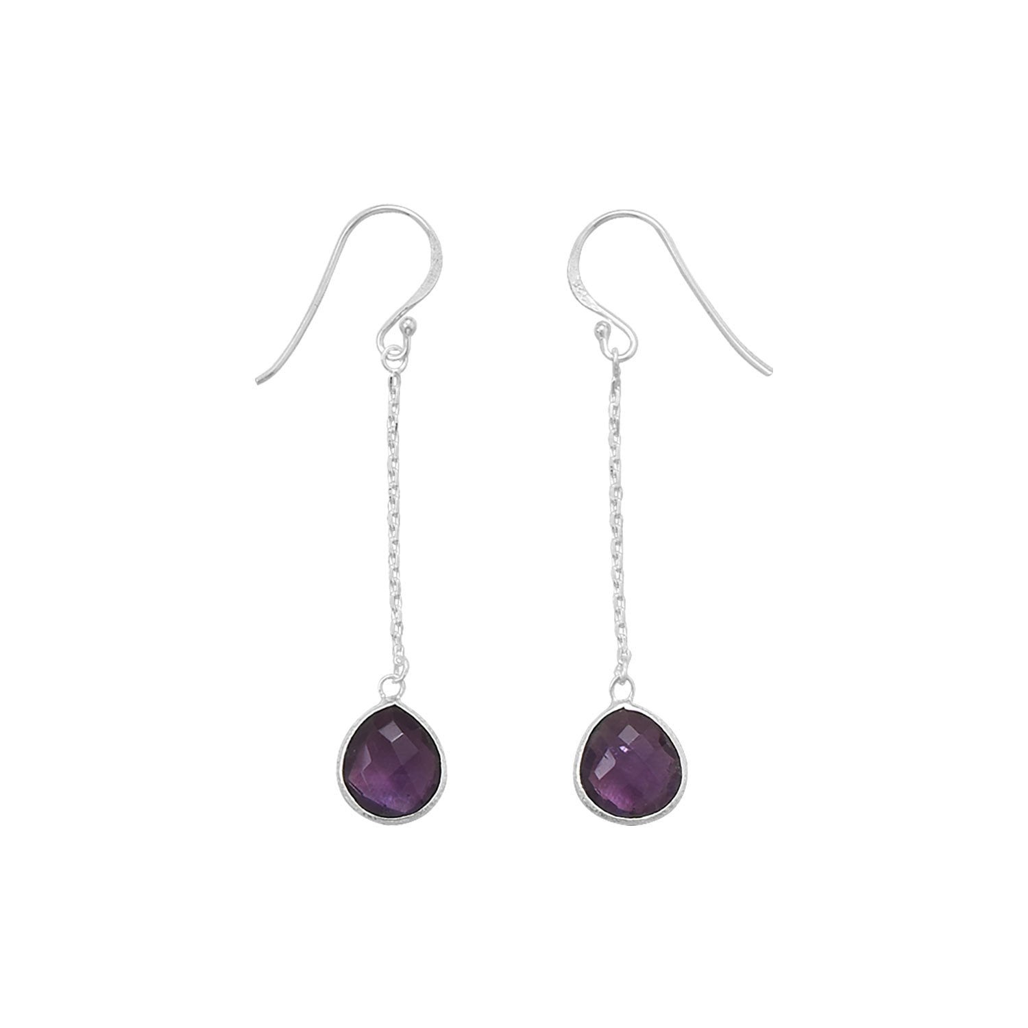 Amethyst Chain Drop Earrings - Joyeria Lady