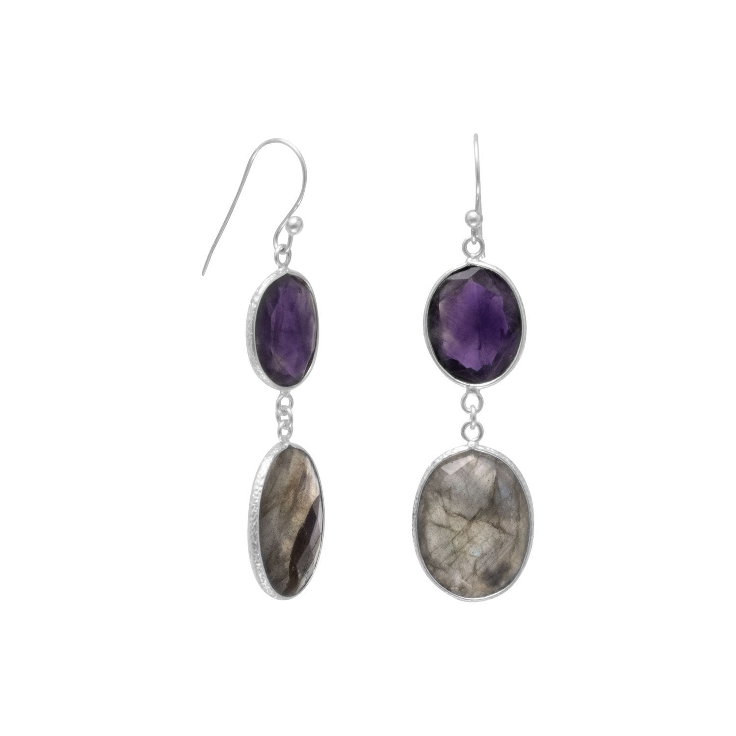 Freeform Amethyst and Labradorite Earrings - Joyeria Lady