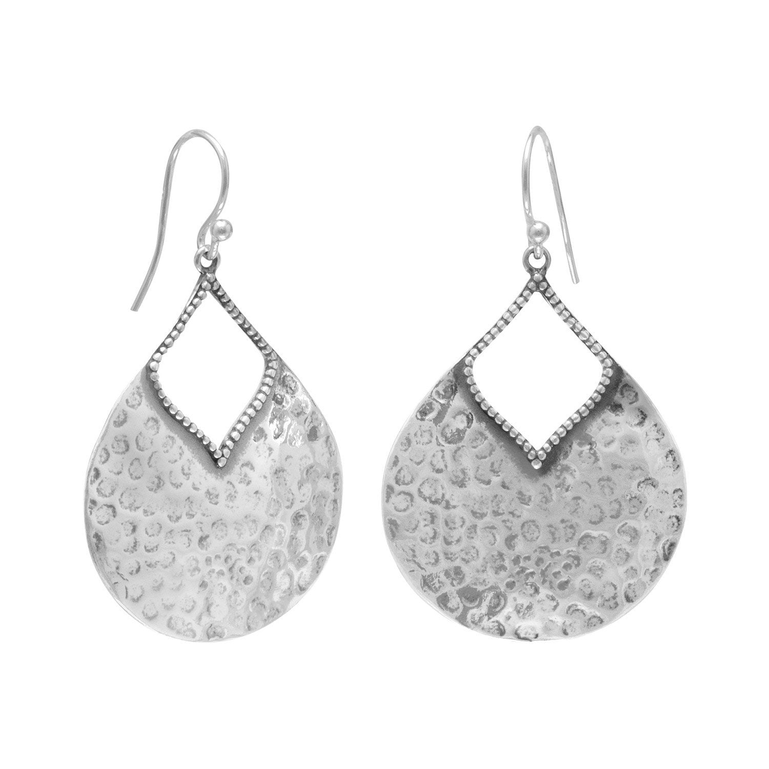 Oxidized Hammered Pear Shape Earrings - Joyeria Lady