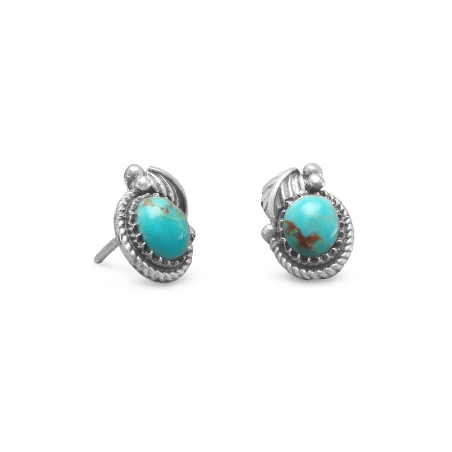 Southwest Style Reconstituted Turquoise Stud Earrings - Joyeria Lady