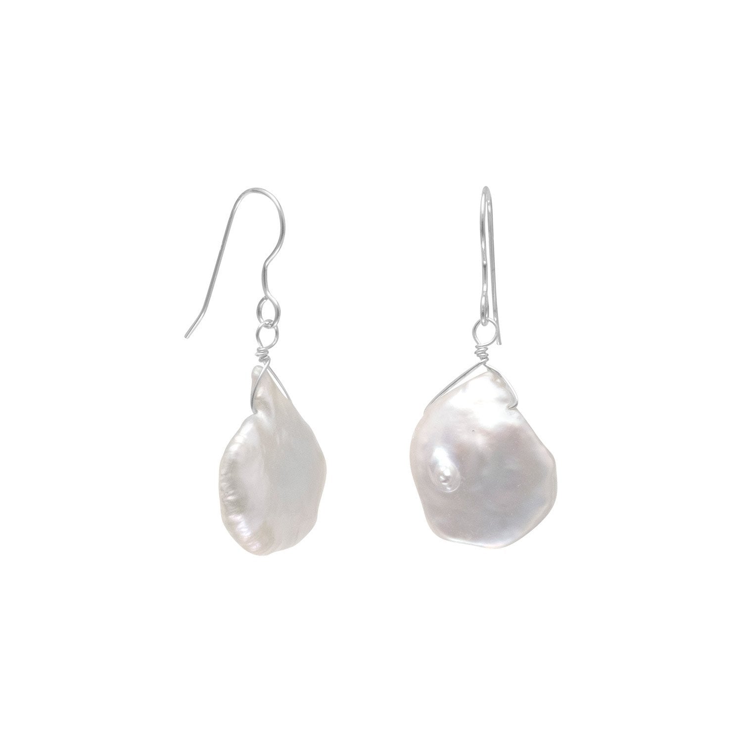 White Baroque Cultured Freshwater Pearl Earrings - Joyeria Lady
