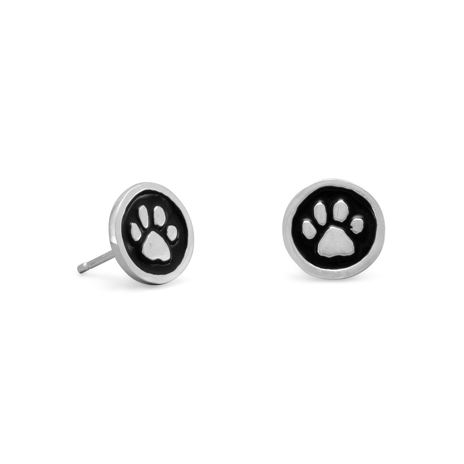 Enamel Paw Print Stud Earrings - Joyeria Lady