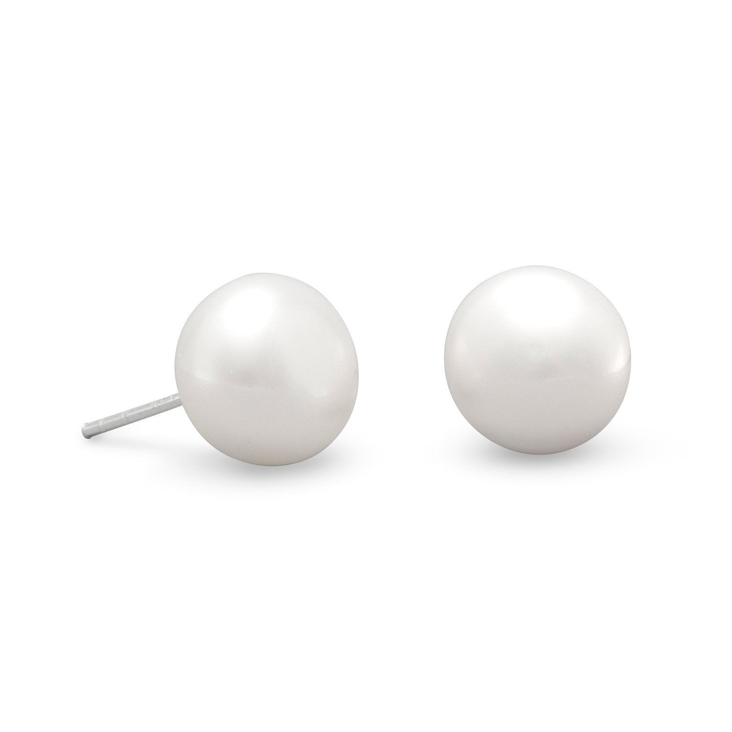 White Cultured Freshwater Pearl Stud Earrings - Joyeria Lady