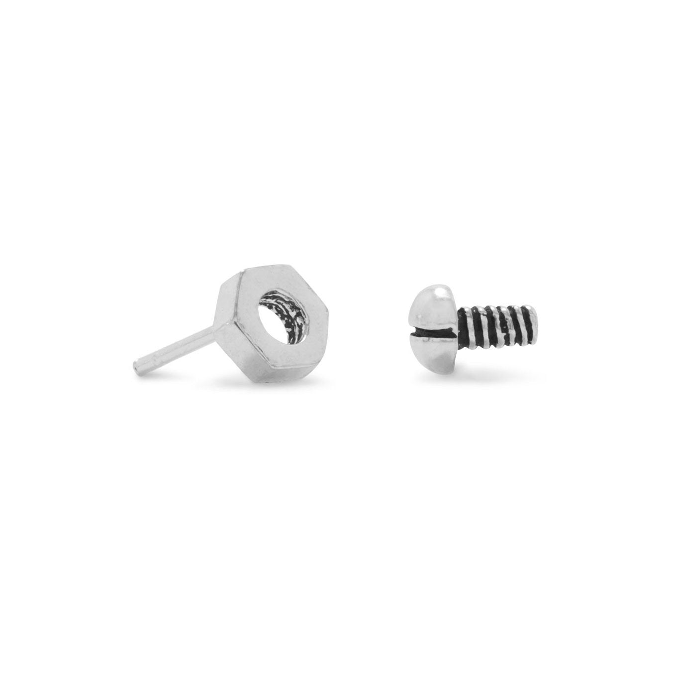 Oxidized Nut and Bolt Stud Earrings - Joyeria Lady