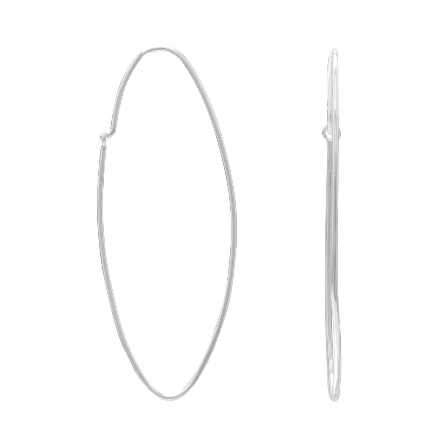 Thin Oval Wire Hoops - Joyeria Lady