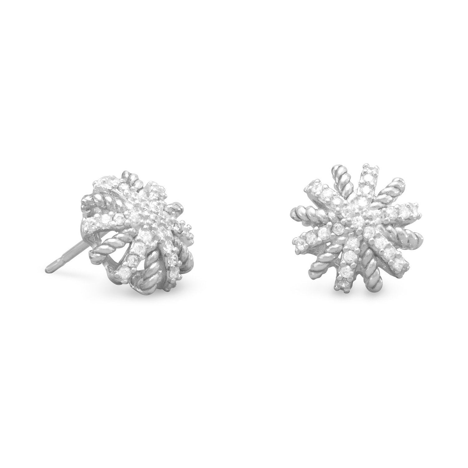 Domed CZ Starburst Earrings - Joyeria Lady
