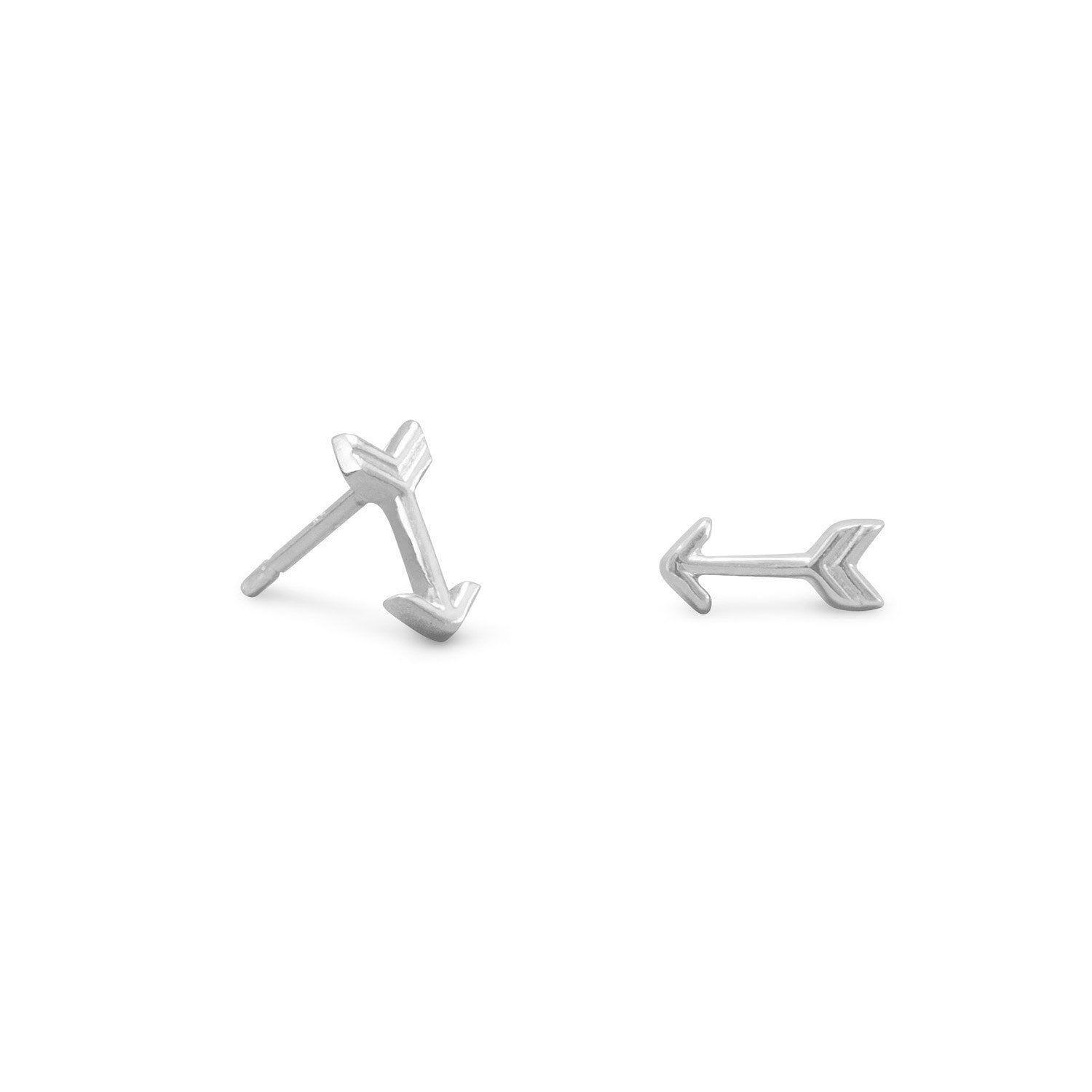 Rhodium Plated Small Arrow Earrings - Joyeria Lady