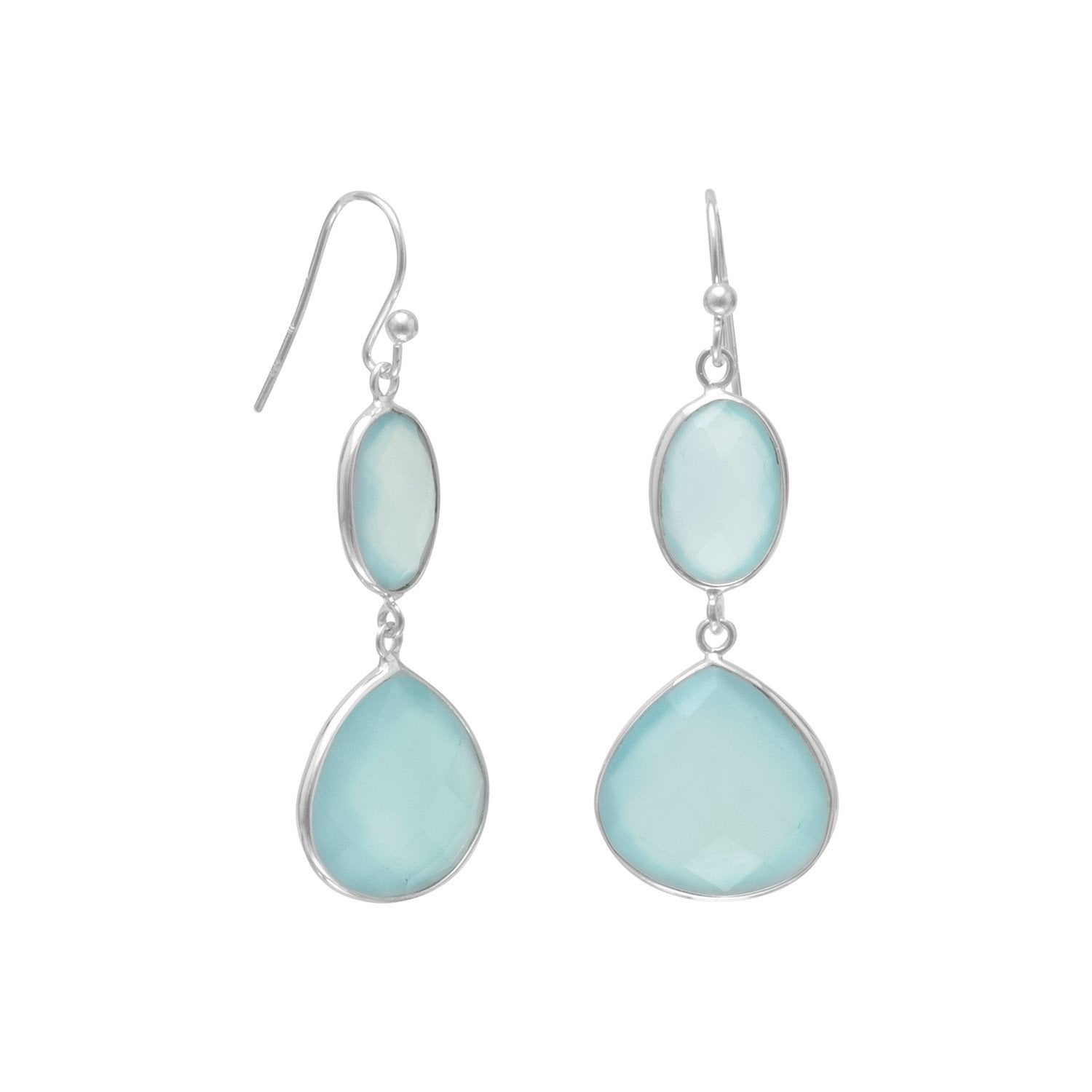 Sea Green Chalcedony Drop Earrings - Joyeria Lady